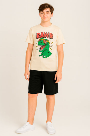 Boys Dinosaur Graphic-Tee beige | nüni