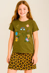 Girls Graphic Tee Green | nüni