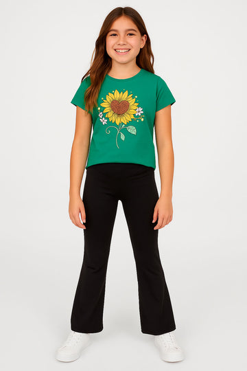 Girls Graphic Tee Light-Green | nüni