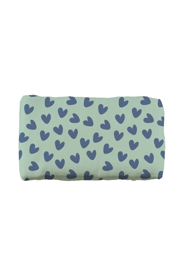 Baby Muslin Blanket – Green Hearts