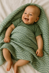Baby Muslin Blanket – Green Dino Arcs